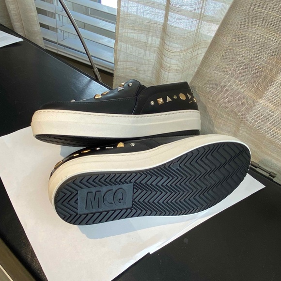 ALEX McQUEEN MCQ BLACK LEATHER SLIP-ON FASHION SNEAKERS MOCCASINS 38-8 LOAFERS - Picture 7 of 7